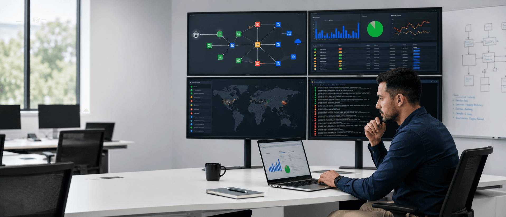 Professional working through a live capstone security simulation